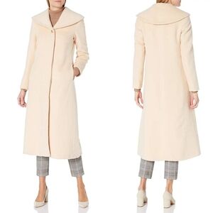 Jones New York Wool Maxi Coat Palomino Cream Blush Fur Alpaca Size XL